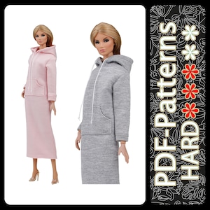 PDF Pattern Hoodie dress for 11 1/2″ (29 cm) Poppy Parker doll no instructions by Elenpriv