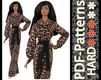 Modello PDF: Tuta per bambola alla moda da 16" - Seta senza istruzioni di Elenpriv