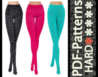 Patrón en PDF (sin instrucciones) Medias para muñeca de moda de 29 cm (11 1/2″) a escala 1/6 de Elenpriv
