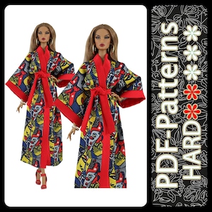 PDF Pattern Kimono Robe for 11 1/2″ (29 cm) doll no instructions by Elenpriv