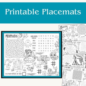 Printable Placemats for Kids - DIGITAL PAGES