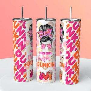 Dunkin’ Donuts 20oz Skinny Tumbler Wrap Sublimation Design, Tumbler PNG Instant Digital Download, Straight Tumbler Wrap PNG