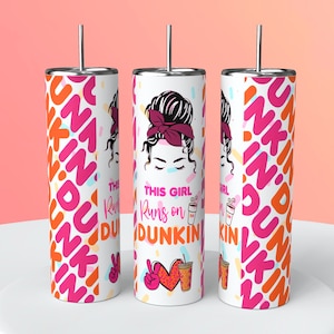 Dunkin’ Donuts 20oz Skinny Tumbler Wrap Sublimation Design, Tumbler PNG Instant Digital Download, Straight Tumbler Wrap PNG