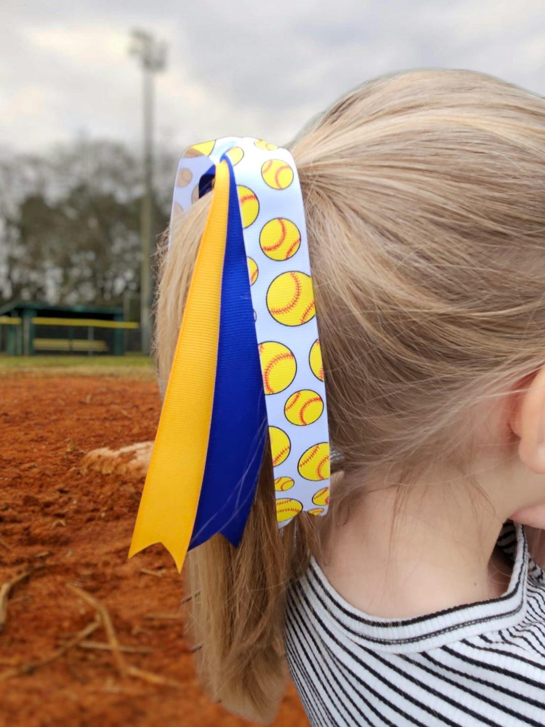 Softball Ribbon Hair Tie: Custom Team Colors, 8-inch Ponytail Streamer ...