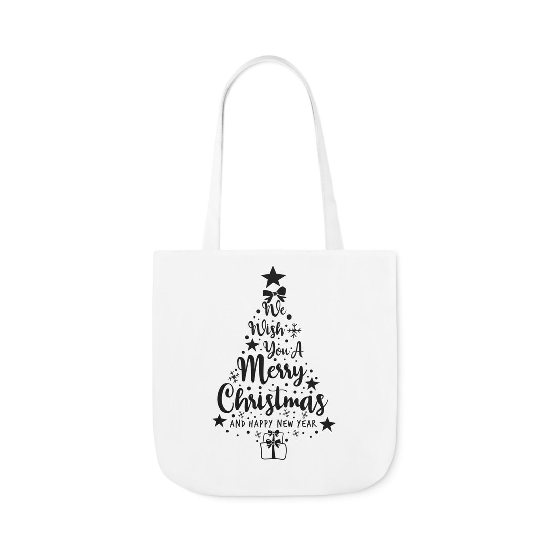 Merry Christmas Tree Canvas Tote Bag Shopping Bag Gift Etsy