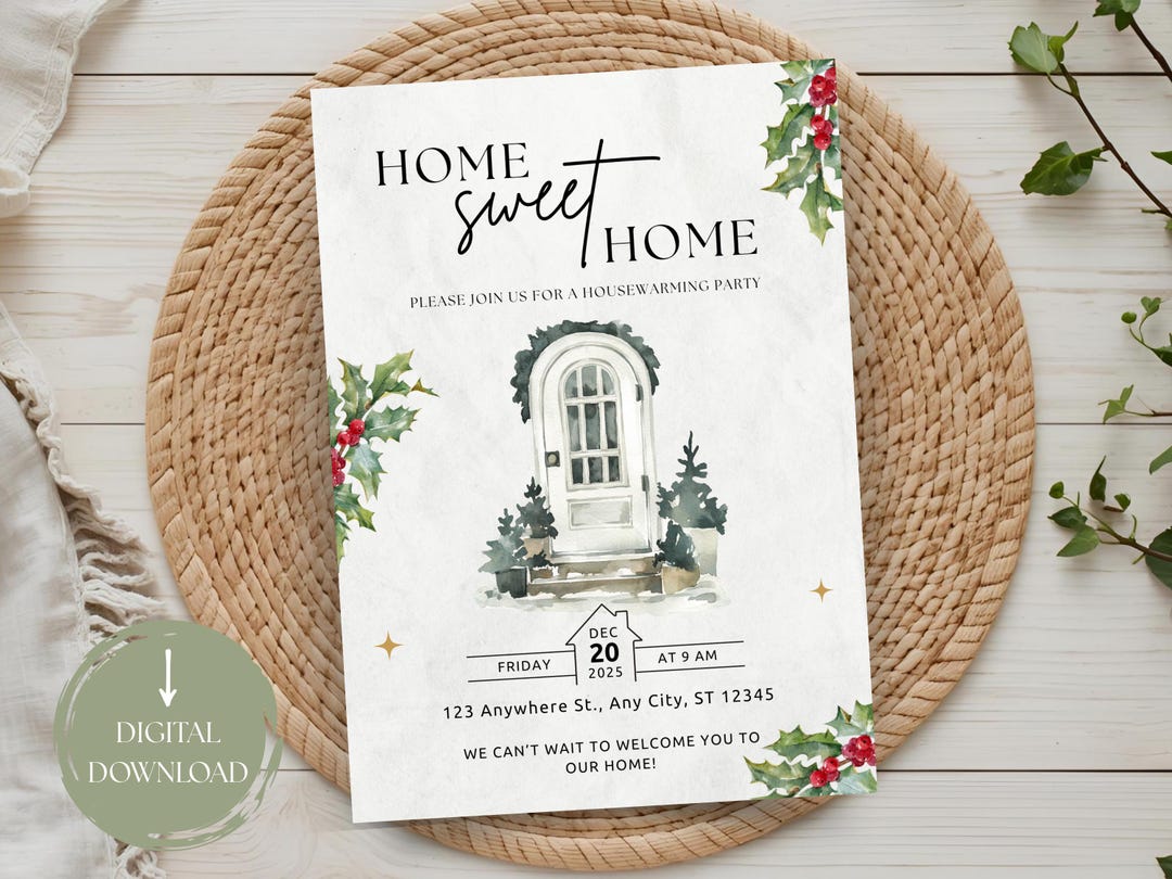 Boho Housewarming Invitation Template, Digital Printable Card for New ...