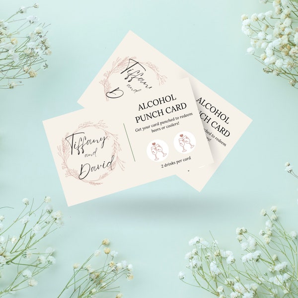 Wedding Alcohol Punch Card Template (Customizable)
