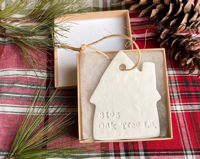 Custom Christmas Tree Ornament Clay First Home Gift Housewarming Christmas Gift Handmade Custom Christmas Decor, Client Appreciation Gift