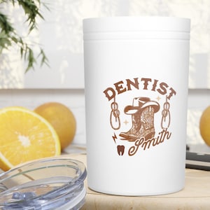 Personalized Dentist Tumbler Cowboy Theme Dentist Gift Coffee Cup for Dental Professionals dental tumbler cowboy dentist mug boots cup