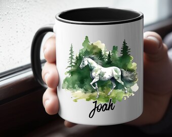 Personalized Watercolor Horse Mug, Equestrian Gift