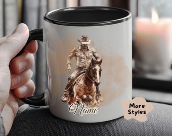 Cowboy Horse Mug | Rustic Western Coffee Cup, Equestrian Gift