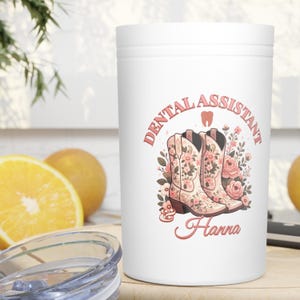 Floral Dental Assistant Tumbler Personalized Gift for Dental Workers Dental Hygienist Gift Dentist  Dental Assistant boots design mug boots