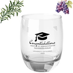 Copo de uísque personalizado para formatura, copo gravado personalizado, presente perfeito para formandos, lembranças da universidade, formatura de mestrado