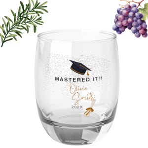 Copo de uísque personalizado para formatura, presente personalizado para formandos, copo Mastered It, vinho para formatura