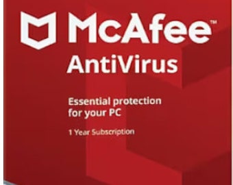 McAfee AntiVirus PC 1 dispositivo Clave de 1 año - Código de activación GLOBAL / Uso en cualquier lugar / Descarga digital / Licencia genuina / Seguridad en línea