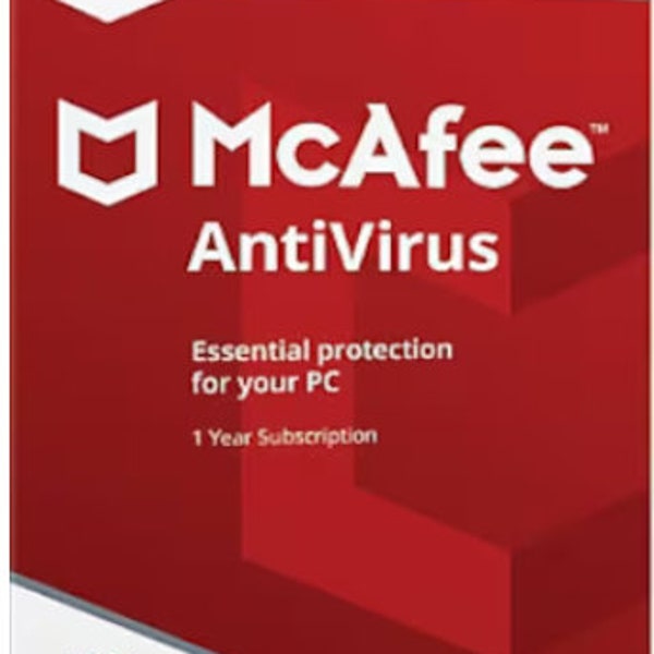 McAfee AntiVirus PC 1 dispositivo Clave de 1 año - Código de activación GLOBAL / Uso en cualquier lugar / Descarga digital / Licencia genuina / Seguridad en línea