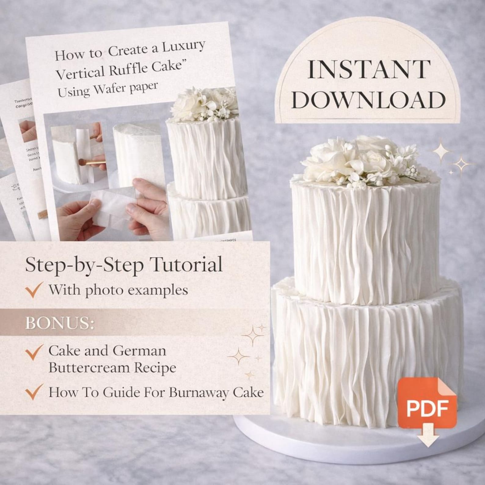 How to Create a Luxury Vertical Ruffle Cake Using Wafer Paper PDF ...
