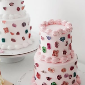 Decoraciones para tartas con piedras preciosas y glaseado comestible, colores variados, compatibles con Cricut.