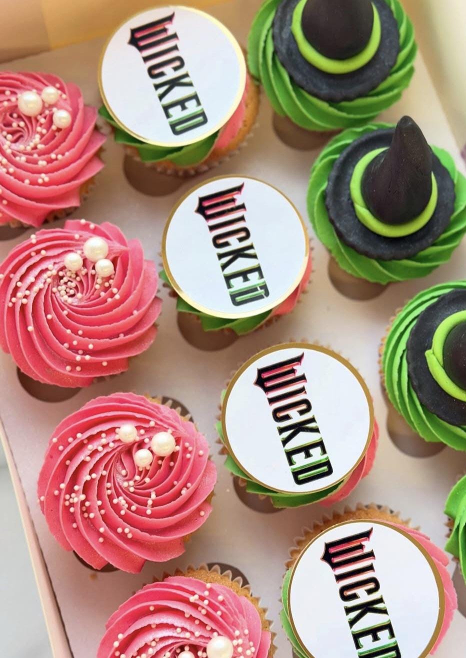 Wicked  Cupcake Topper set -  for pink and green cake