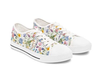 Zapatillas bajas con estampado de flores silvestres para mujer, zapatos de primavera, zapatillas casuales bonitas, zapatillas de moda para caminar, calzado de verano