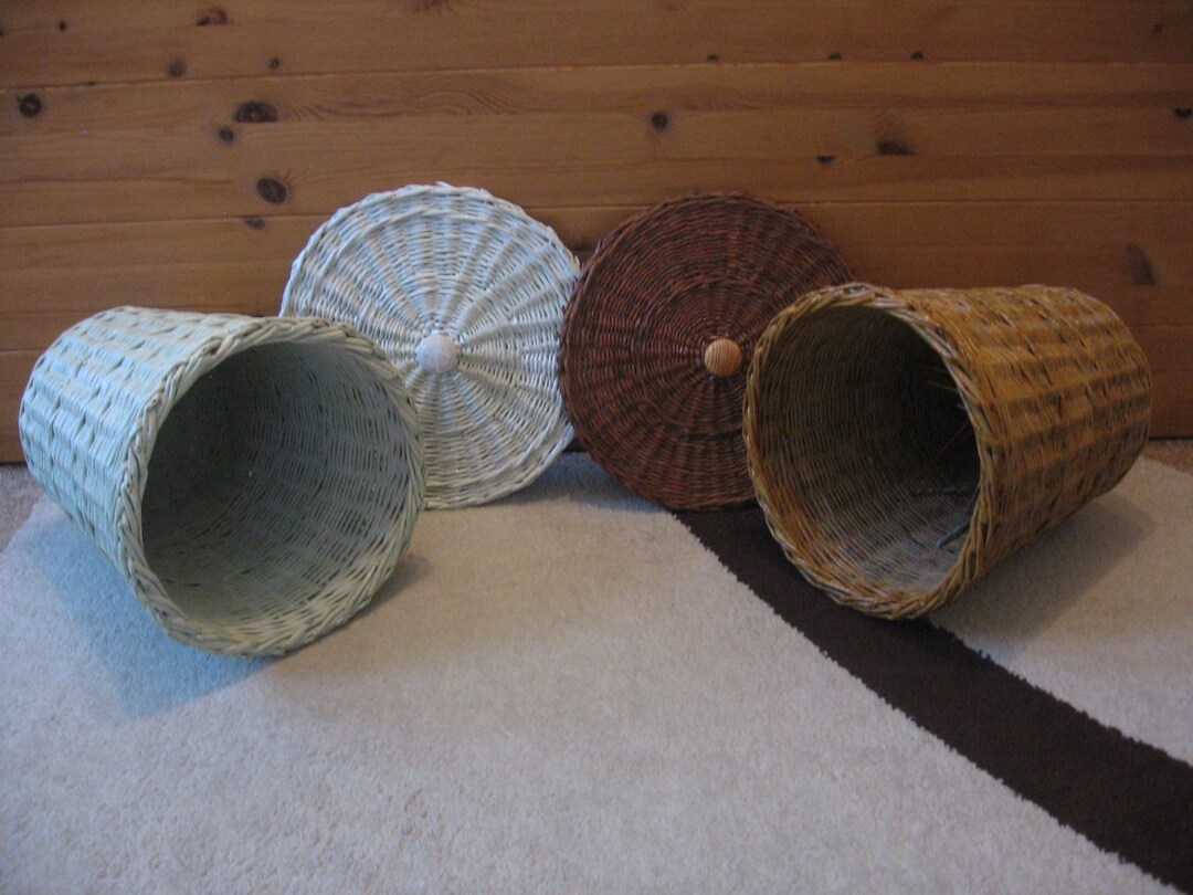 Wicker Trash Can, Wicker Trash Bin, Wicker, Decoration, Wicker Trash