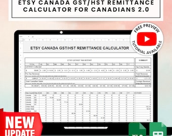 Print on Demand Etsy Seller Canadian Tax Spreadsheet, Excel Spreadsheet Template Bookkeeping Small Business Google Sheets Etsy Canada Taxes