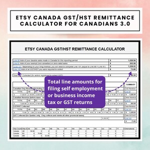 PAQUETE Impresión bajo demanda para vendedores de Etsy. Hoja de cálculo de contabilidad e impuestos canadienses, hoja de cálculo de Excel para seguimiento de impuestos, Hojas de cálculo de Google para pequeñas empresas. imagen 4