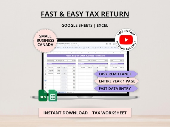 Print on Demand Etsy Sellers Canadian End of Year Tax Spreadsheet, Excel Spreadsheet Tax Tracker, Bookkeeping Small Business Google Sheets
