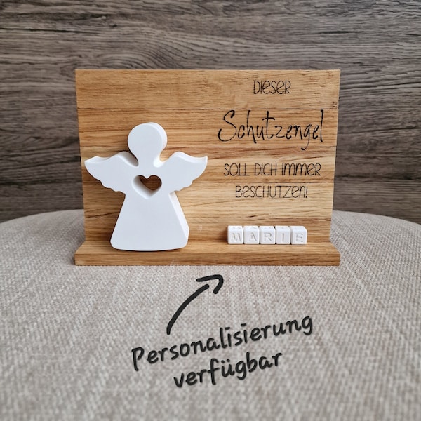 Holzschild Schutzengel mit Namen personalisiert | Aufsteller | Geschenk | Deko | Gravur | Raysin