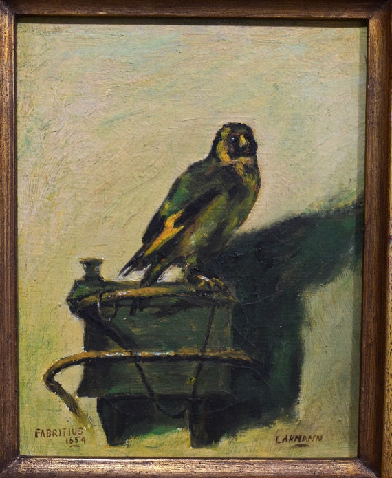 Framed Oil Painting on Canvas After Duch Painter Carel Fabritius