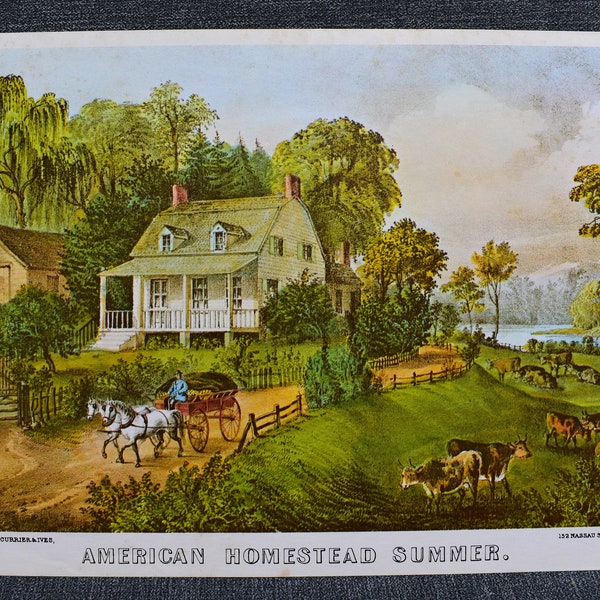 Vintage Lithograph published by Currier & Ives "American Homestead Summer" Print