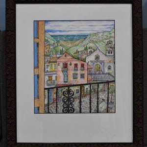 Framed Etching Entitled "Room with a View" by Robert Klunk