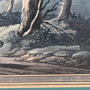 May include: An antique print of a woodland scene with two women and a flock of sheep. The women are dressed in long skirts and bonnets. The print is in shades of brown, green, and gray. The text at the bottom reads "Shakespeare Ink. Pall Mall & N.&ordm; 90. Cheapside. J.C. Stadler, sculp."