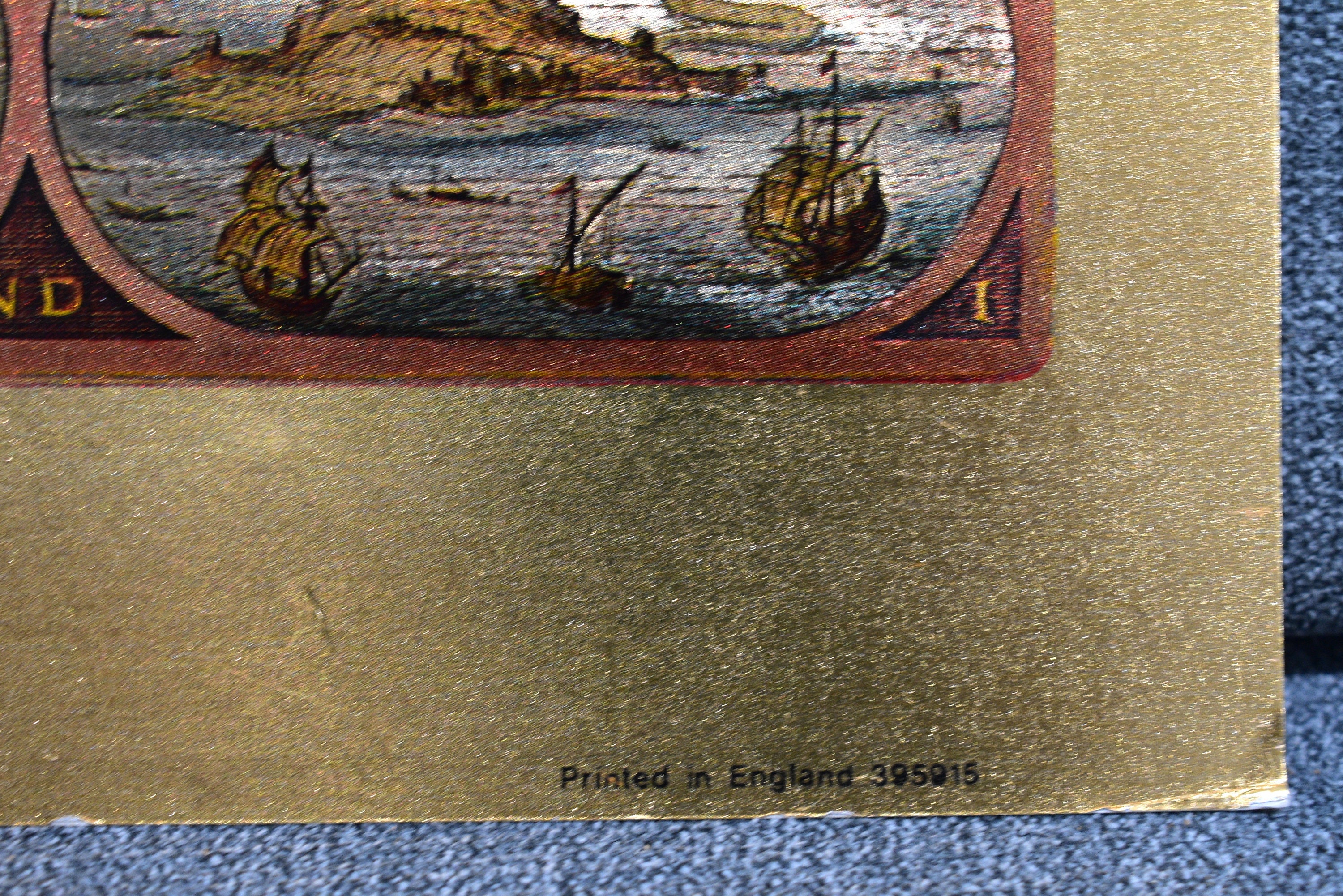 Gold Foil Map of an Original Engraving by Moses Pitt From