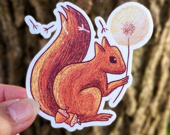 Squirrel vinyl sticker | Cottagecore matte stickers | Laptop Bicycle Skateboard | Weatherproof decals