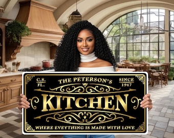Plaque de cuisine en métal personnalisée : décoration intérieure/extérieure pour la maison et l'entreprise (Kit-08)