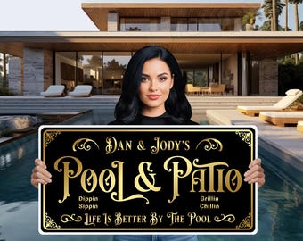 Enseigne métallique personnalisée pour piscine et terrasse : décoration d'intérieur personnalisée (BY-03)