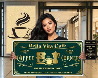 Enseigne commerciale personnalisée en aluminium : (Café) B-04