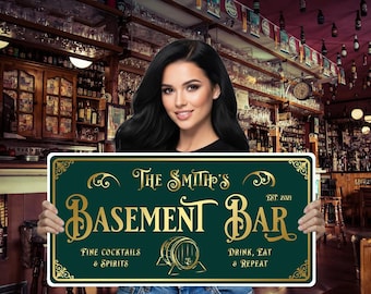 Enseigne de bar personnalisée : décoration de salon personnalisée de style vintage (Bar-05)