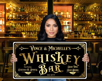 Enseigne de bar personnalisée : décoration de salon personnalisée de style vintage (Bar-06)