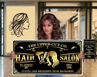 Enseigne commerciale personnalisée en aluminium : (salon de coiffure) B-03