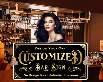 Enseigne personnalisée pour bar : décoration de salon personnalisée de style vintage (Bar-01)