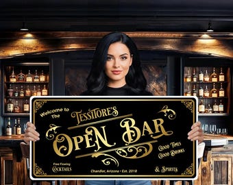 Enseigne personnalisée pour bar : décoration de salon personnalisée de style vintage (Bar-03)