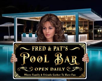 Enseigne métallique personnalisée pour piscine et terrasse : décoration d'intérieur personnalisée (BY-05)