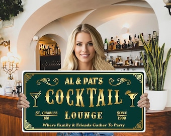 Enseigne personnalisée pour bar : décoration de salon personnalisée de style vintage (Bar-19)