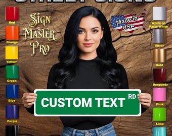 Plaque de rue en métal personnalisée : texte personnalisé (SS-01)