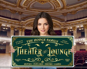 Enseigne de cinéma maison et de salon personnalisée : décoration de salon personnalisée de style vintage (Bar-22)