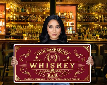 Enseigne personnalisée pour bar : décoration de salon personnalisée de style vintage (Bar-20)