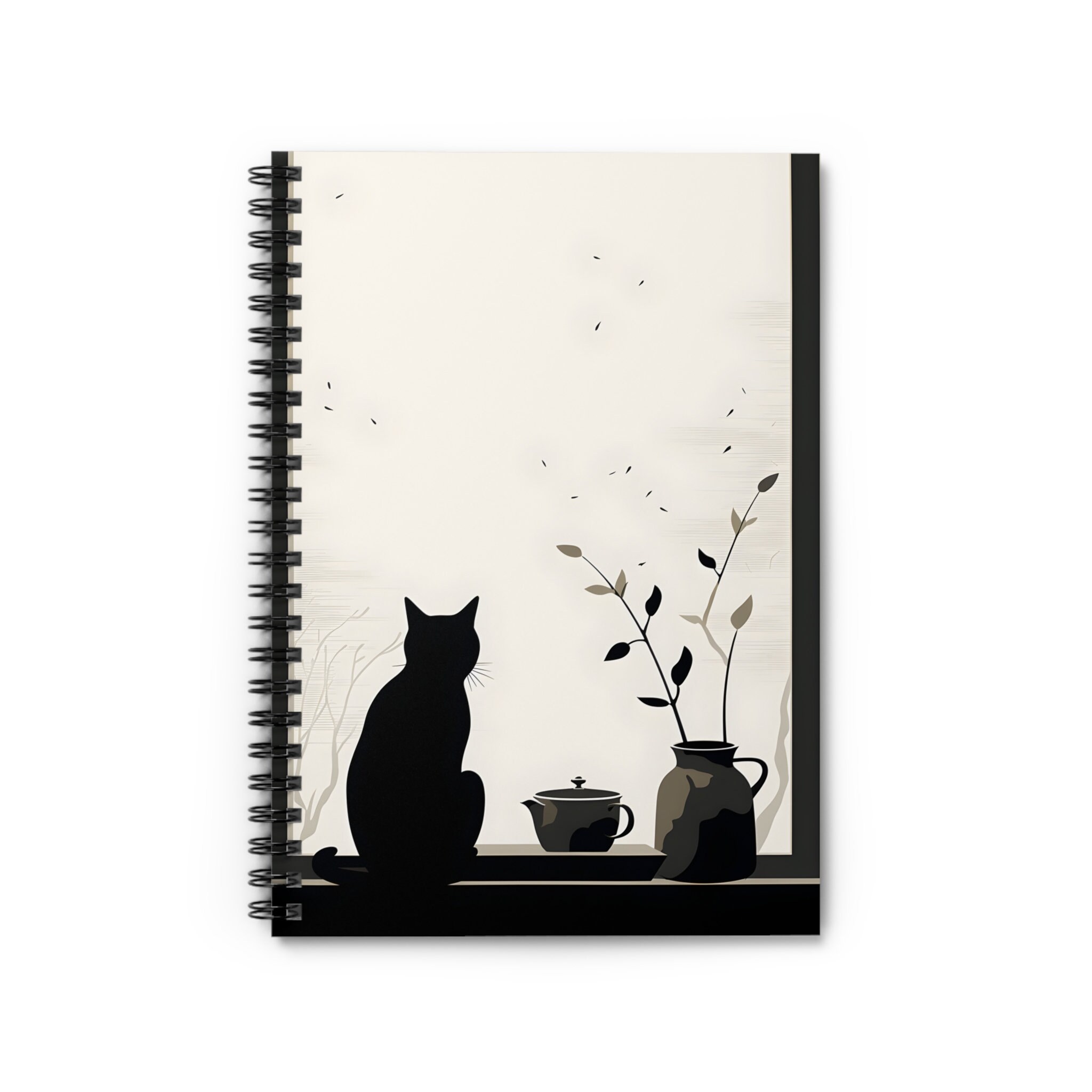 Contemplative Cat and Still Life Art Notebook Minimalist Aesthetic ...