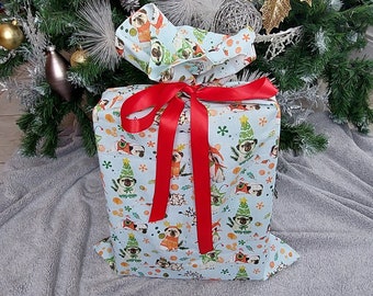 Reusable cotton Christmas gift bag